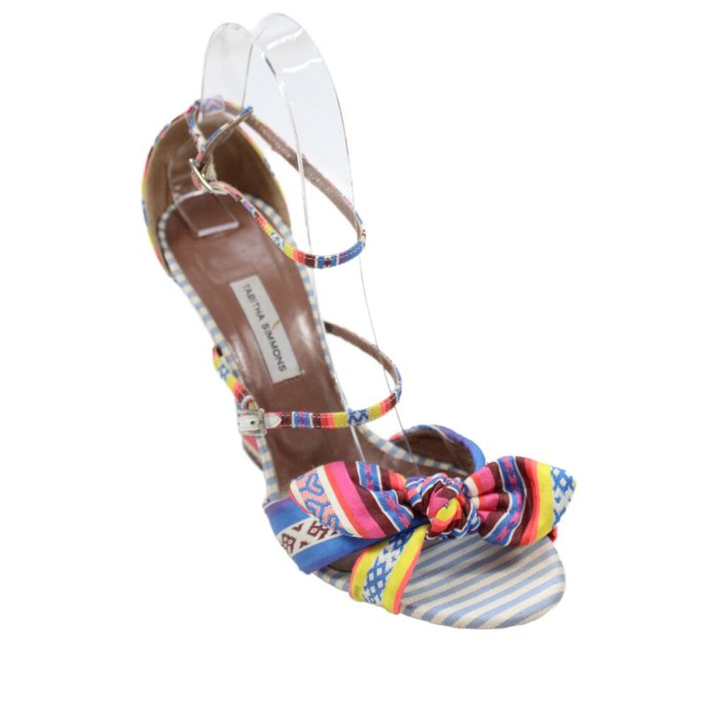 Tabitha Simmons Womens Printed Knot Ankle Strap Heels Shoes Multicolor Size 8
